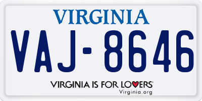 VA license plate VAJ8646
