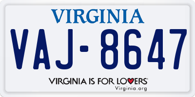 VA license plate VAJ8647