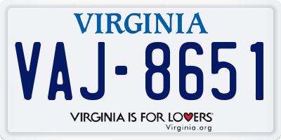 VA license plate VAJ8651