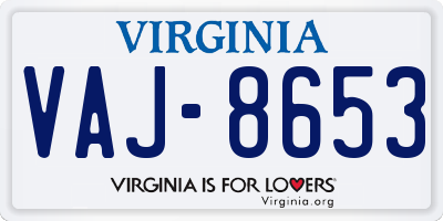 VA license plate VAJ8653