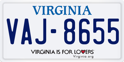 VA license plate VAJ8655