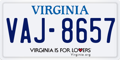 VA license plate VAJ8657