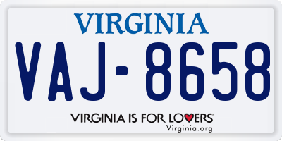VA license plate VAJ8658