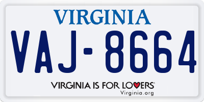VA license plate VAJ8664