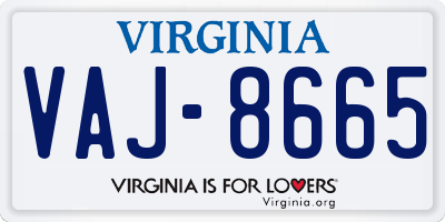 VA license plate VAJ8665