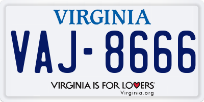 VA license plate VAJ8666