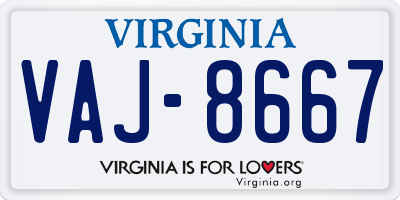 VA license plate VAJ8667