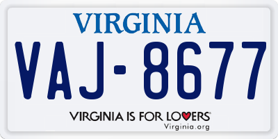 VA license plate VAJ8677