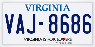 VA license plate VAJ8686