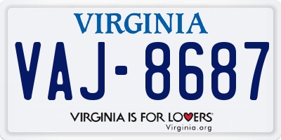 VA license plate VAJ8687