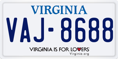 VA license plate VAJ8688