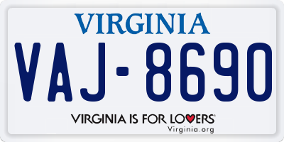 VA license plate VAJ8690