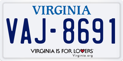 VA license plate VAJ8691