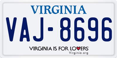 VA license plate VAJ8696