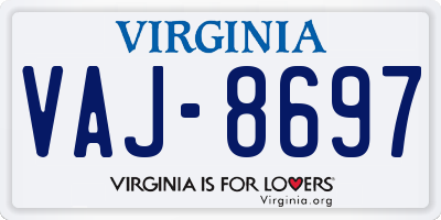 VA license plate VAJ8697