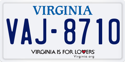 VA license plate VAJ8710
