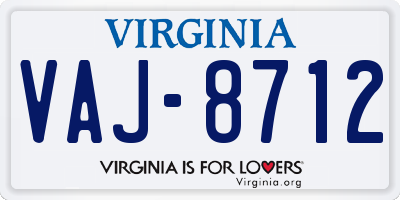 VA license plate VAJ8712