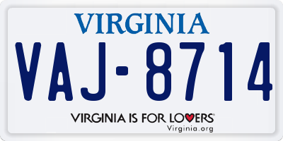 VA license plate VAJ8714