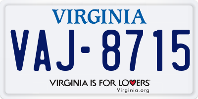 VA license plate VAJ8715
