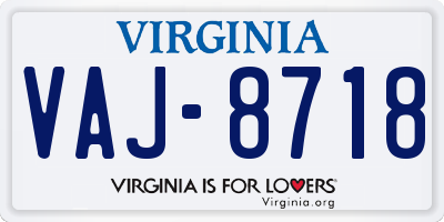 VA license plate VAJ8718