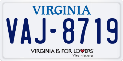 VA license plate VAJ8719