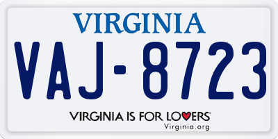 VA license plate VAJ8723
