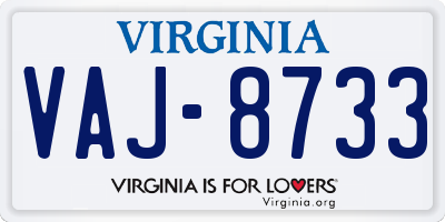 VA license plate VAJ8733