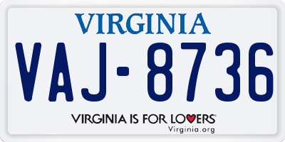 VA license plate VAJ8736