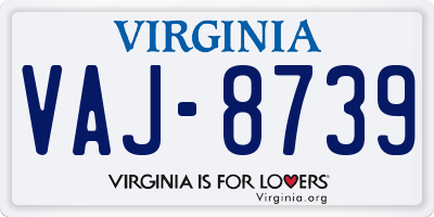 VA license plate VAJ8739