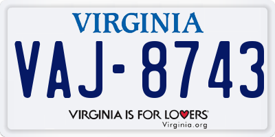 VA license plate VAJ8743