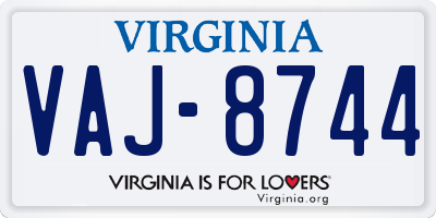 VA license plate VAJ8744