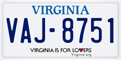 VA license plate VAJ8751