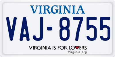 VA license plate VAJ8755