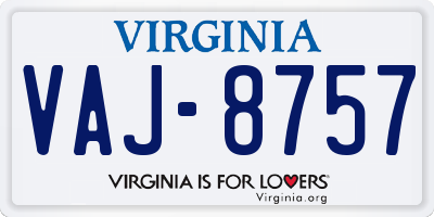 VA license plate VAJ8757