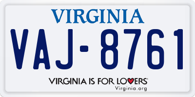VA license plate VAJ8761