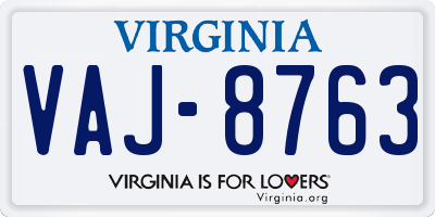 VA license plate VAJ8763