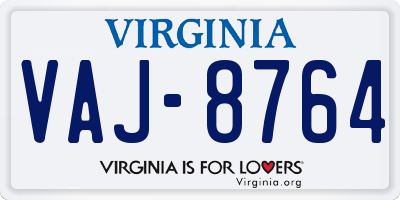 VA license plate VAJ8764