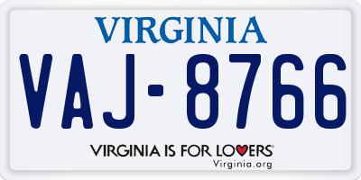 VA license plate VAJ8766