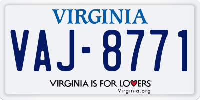 VA license plate VAJ8771
