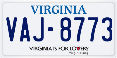 VA license plate VAJ8773