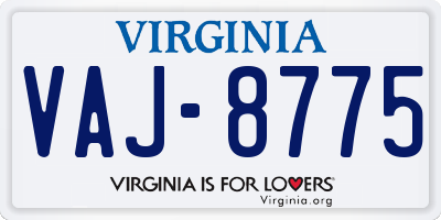 VA license plate VAJ8775