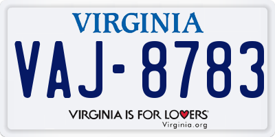 VA license plate VAJ8783