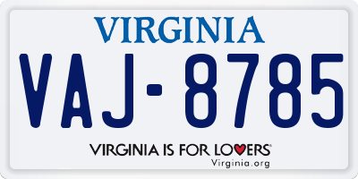 VA license plate VAJ8785