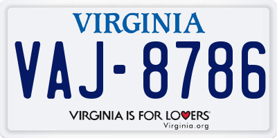 VA license plate VAJ8786