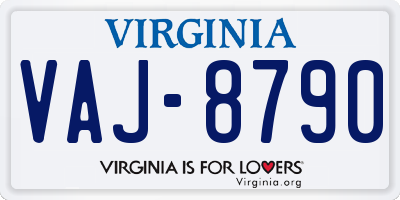 VA license plate VAJ8790