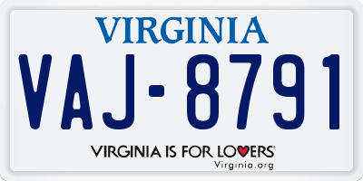 VA license plate VAJ8791