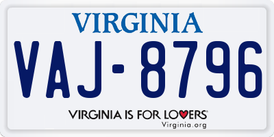VA license plate VAJ8796