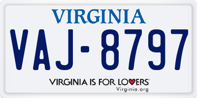 VA license plate VAJ8797