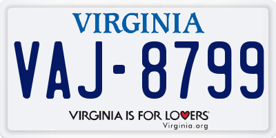 VA license plate VAJ8799