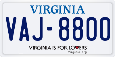 VA license plate VAJ8800